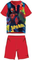  Nyári rövid ujjú gyerek pamut pizsama - Pókember - Super Hero felirattal - piros - 140 (evi_SP-2022-0035-34_pir_140)