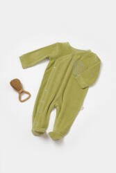 BabyJem Salopeta elefant cu maneca lunga si botosei din 80%bumbac organic si 20% poliester - verde, babycosy (marime: 6-9 luni)