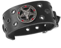 Leather & Steel Fashion Brăţară Baphomet - black - crystal red - LSF1 63-a