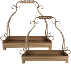 Clayre & Eef Set 2 tavi metal auriu 43x26x41 / 34x21x30 cm (66284) Tava