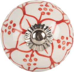 Clayre & Eef Buton mobilier ceramica alba rosie Ø 4x4 cm / S4 cm (66435)