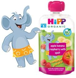 HIPP BIO Alma-banán-málna teljes kiőrlésű gabonával bébiétel 6 hónapos kortól