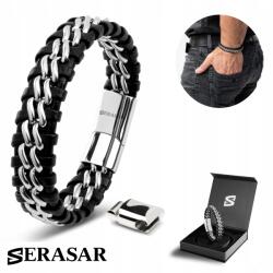 Serasar Serasar, Férfi Bőr Karkötő [Acél] Ezüst színű, 23cm (8719992933693)