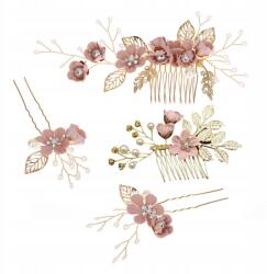 Arany Csörgő Hajdísz Virágokkal Esküvőre 4DB (Zymice)