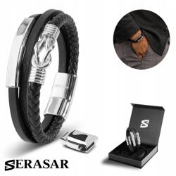 Serasar Serasar, Férfi Bőr Karkötő [Proud] Ezüst, 20cm (Proud)