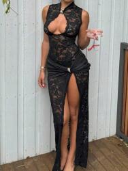 Shein KC31103 Shein Aszimmetrikus Csipkés Maxi Ruha (42) M