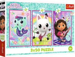 Trefl - Puzzle 3x50 Meet Gabby and the cats - 40 - 99 piese