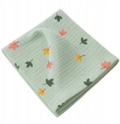 Swanstore Muszlin pelenka 30x30 cm, öntapadós, zsebkendő- zöld levél (5906112655686)