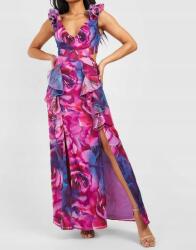 Boohoo CC46109 Boohoo Mintás Maxi Ruha Fodorral És Hasítással (43) M