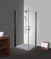 Sanotechnik BRAVA BLACK szögletes sarok zuhanykabin két lengőajtóval, 90 cm (BD90+BD90)