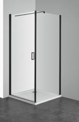 Sanotechnik ELITE BLACK szögletes sarok zuhanykabin lengőajtóval, 80 cm (T80B+F80B2)