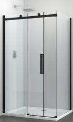 Sanotechnik COMFORT BLACK aszimmetrikus szögletes sarok zuhanykabin tolóajtóval, 120x80 cm (G120B+H80B)