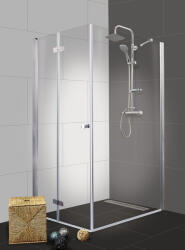 Sanotechnik DUET II szögletes sarok zuhanykabin csuklóajtóval, balos kivitel, 70x90 cm (MF70+M1290FL)