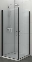 Sanotechnik ELITE BLACK szögletes sarok zuhanykabin két lengőajtóval 90 cm (T90B+T90B)