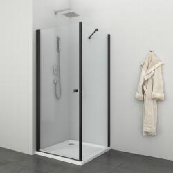 Sanotechnik BRAVA BLACK II szögletes sarok zuhanykabin lengőajtóval, 100x80 cm (BF100+BD80)