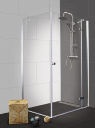 Sanotechnik SYMPHONY II szögletes sarok zuhanykabin osztott nyílóajtóval, jobbos kivitel, 90 cm (M1291R+MF90)