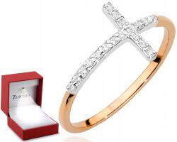 ZŁOCISTO Rózsaszín Arany Gyémánt gyűrű Gravírozás 0.585 (biżuteria na urodziny imieniny rocznicę)