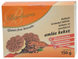 Barbara gluténmentes kakaókrémmel töltött omlós keksz 150 g - vitalora