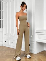 Shein XC23308 Shein Testhezálló Bézs Nyitott Vállú Overál (43) Xs