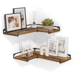 VASAGLE Falra Akasztható Polc Loft Könyvespolc Virágtartó Díszek 40 CM Szett X2 (LLS831B01)