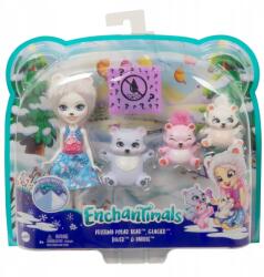 Enchantimals Mattel Enchantimals Pristina Polar Bear játékbaba és három GJX47 téli mackó (GJX47)