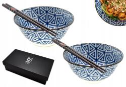 Red Samurai 2 db-os pálcikás tál szett Sankakkei Blue 400 ml Box (6051130)