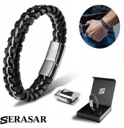 Serasar Serasar, Férfi Bőr Karkötő [Joy] Ezüst, 20cm (Joy)