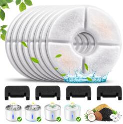 8 darabos macska itatókút szűrő készlet 4 darab szivacs 2, 4 literes (81oz) kisállat itatókúthoz (YXXH-Filter-8+4)