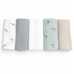 Swanstore Muszlin pelenka 30x30cm, 5 db színes, öntapadós, törlőkendő (5906112655075)