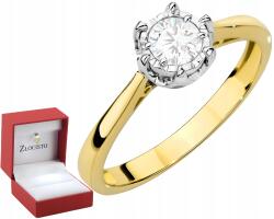 ZŁOCISTO 585-ÖS Finomságú Arany Gyűrű Laboratóriumi Gyémánttal, Hat Mancsban (DLA DZIEWCZYNY NARZECZONEJ)