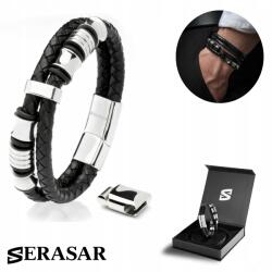 Serasar Serasar, Férfi Bőr Karkötő [Spirit] Ezüst, 20cm (Spirit)