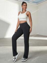 Shein IC03213 Shein Fekete Magas Derekú Szövet Nadrág (42) L