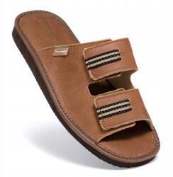 PanSzew Férfi bőr papucs, tépőzáras állítható talppal 40-46 PanSzew (Klapki Męskie Skórzane, Laczki na Rzepę)