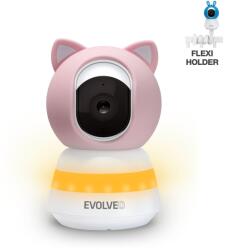 EVOLVEO Baby Monitor LUX- Intelligens 360°-os videós bébiőr éjszakai látással, sírás- és mozgásérzékeléssel, rózsaszínű