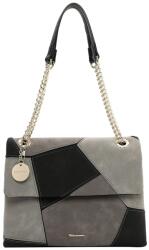 Tamaris GILDA szürke-fekete, mozaik hatású fedeles, láncos fogós divattáska 34053-100 - minosegitaska