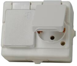 Kopp Oslo 162/2 dugalj függőleges földelt csapófedéllel fehér IP44 falonkívüli csavaros Kopp (130202002)