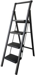 Strategic Distribution Group Scara din otel cu 4 trepte late de 30x20 cm pliabile, STRATEGIC, maxim 150 kg, vopsita Negru