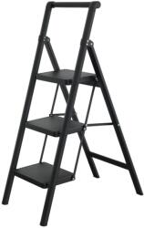 Strategic Distribution Group Scara din otel cu 3 trepte late de 30x20 cm pliabile, STRATEGIC, maxim 150 kg, vopsita Negru