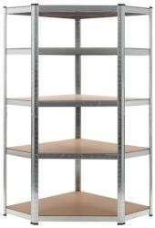 STRATEGIC Raft metalic de colt STRATEGIC 5 polite MDF 180x70x70x40cm , 175kg /polita, montaj fara surub prin clipsare, cadru metalic din otel zincat Raft