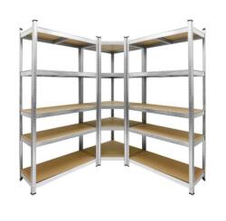 STRATEGIC Raft metalic pentru colt 180x90x45 cm, 175 kg/polita, rafturi racordabile, 5 polite MDF, montaj fara surub prin clipsare Raft