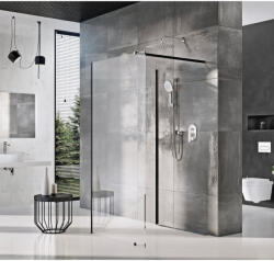 RAVAK Walk In Corner szett - 110/80 zuhanykabin fekete+transparent, 1 merevítővel (GW1CD430SZ1) (GW1CD430SZ1)