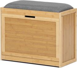  Cipőtartó, tömör bambusz, natúr árnyalat, szürke szövet (DR-N1014 GREY2)