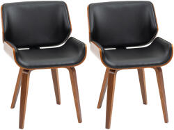 HomCom 2 db-os vintage stílusú konyhaszék szett fából és műbőrből, fekete és fa