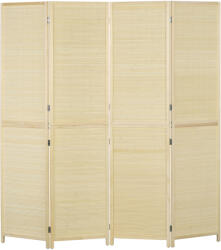 Homcom 4 paneles paraván - szobaparaván rattan bambuszból 180×180 cm