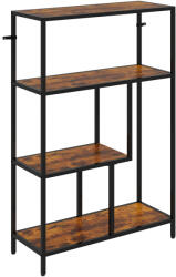 Homcom Négy Polcos Könyvespolc Ipari Stílusban, Fa és Fém, 77x30x116 cm, Rusztikus Barna
