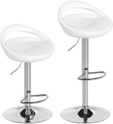 Homcom 2 db-os forgó bárszék szett lábtartóval és állítható magassággal, 46x41x76-96 cm, fehér