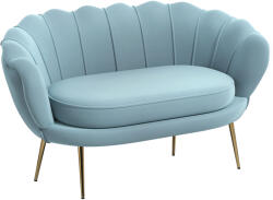 Homcom 2 személyes kanapé karfával, modern kanapé párnázott üléssel hálószobába és nappaliba, 130x77x77 cm, kék