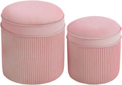 Homcom 2 db-os ottomán szett tárolóval, bársony kárpitozású, rózsaszín, levehető huzattal