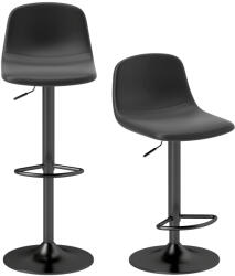 Homcom 2 darabos bárszék szett háttámlával és állítható magassággal, fekete műbőrből