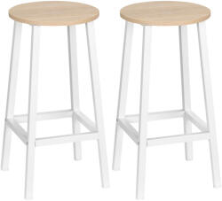 Homcom 2 darabos bárszék szett, konyhai lábtartóval, natúr fehér